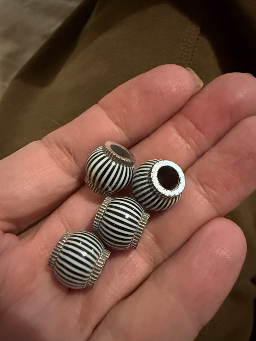 Brighton Black and White Striped beads